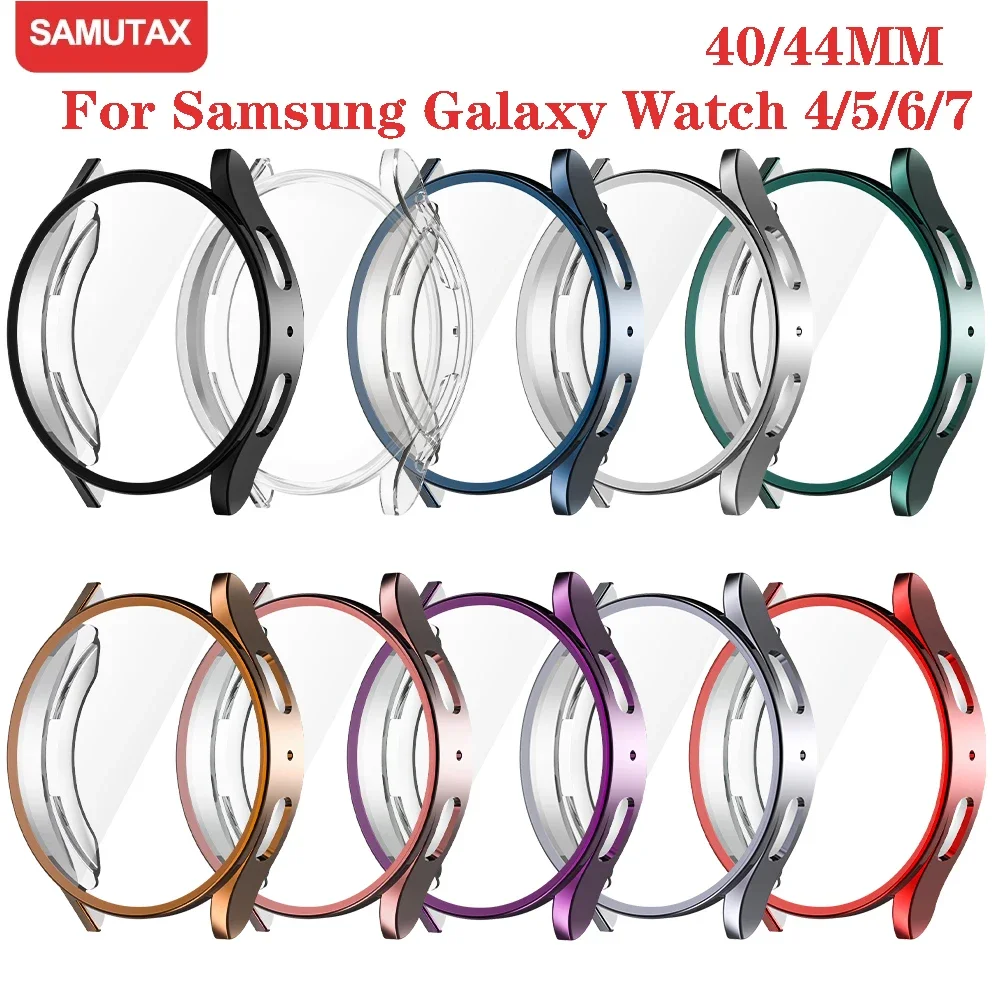 Protector Case For Samsung Galaxy Watch 7 4 5 6 40mm 44mm Cover Coverage Silicone TPU Bumper Screen Protection Full Accessories