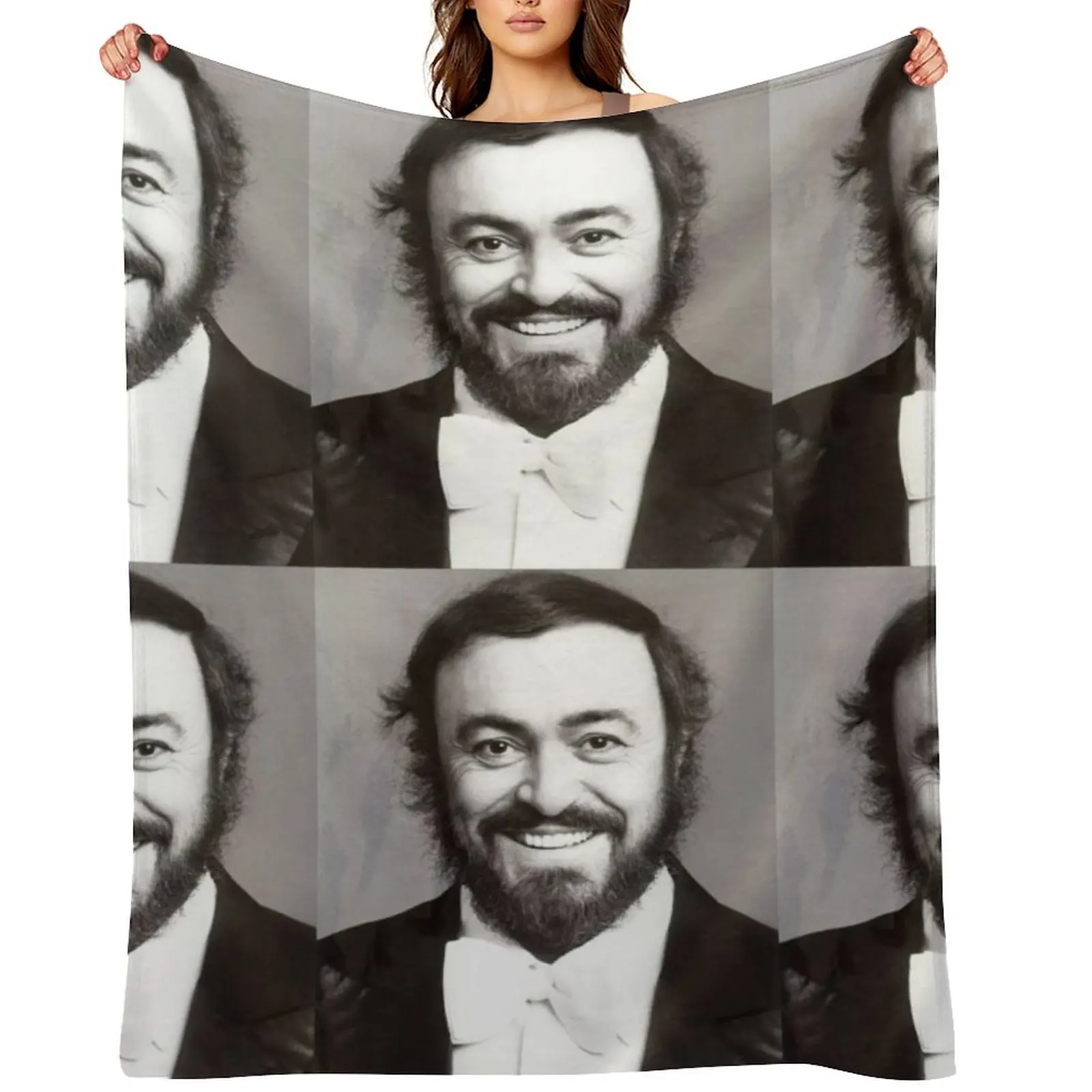 

luciano pavarotti BW Throw Blanket Flannel Fabric Thins Fashion Sofas Luxury Brand Blankets