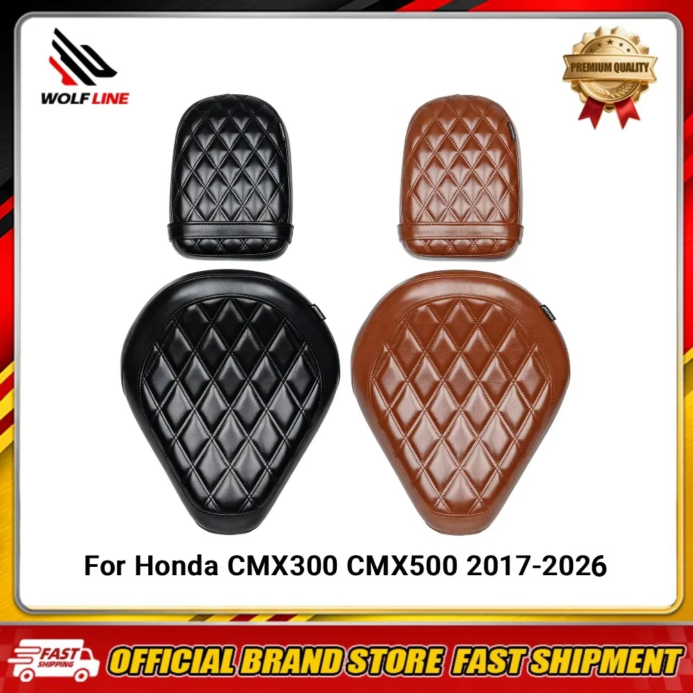 WOLFLINE Driver Passenger Double Seat for Honda CMX300 CMX500 2017-2026 Comfort Front & Rear Seat Cushion for Daily Commute