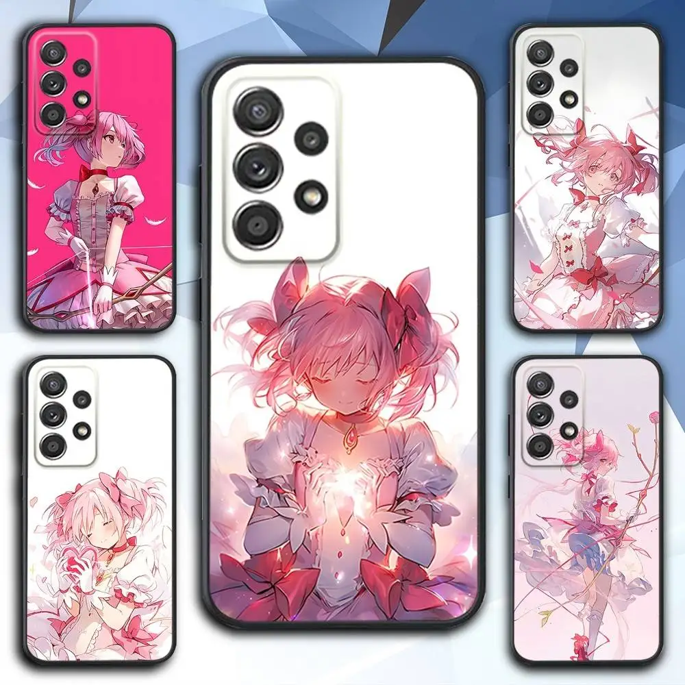 

P-Puella Anime Magi Phone Case For Samsung S 25,24,23,22,30,21,10,9,Ultra,Plus,Lite,FE,4,5 G Soft Black Case