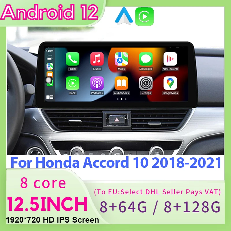 

Android 12 8-Core 128G 1920*720P Autoradio GPS Navigation Car Video Multimedia Player For Honda Accord 10 2008-2021