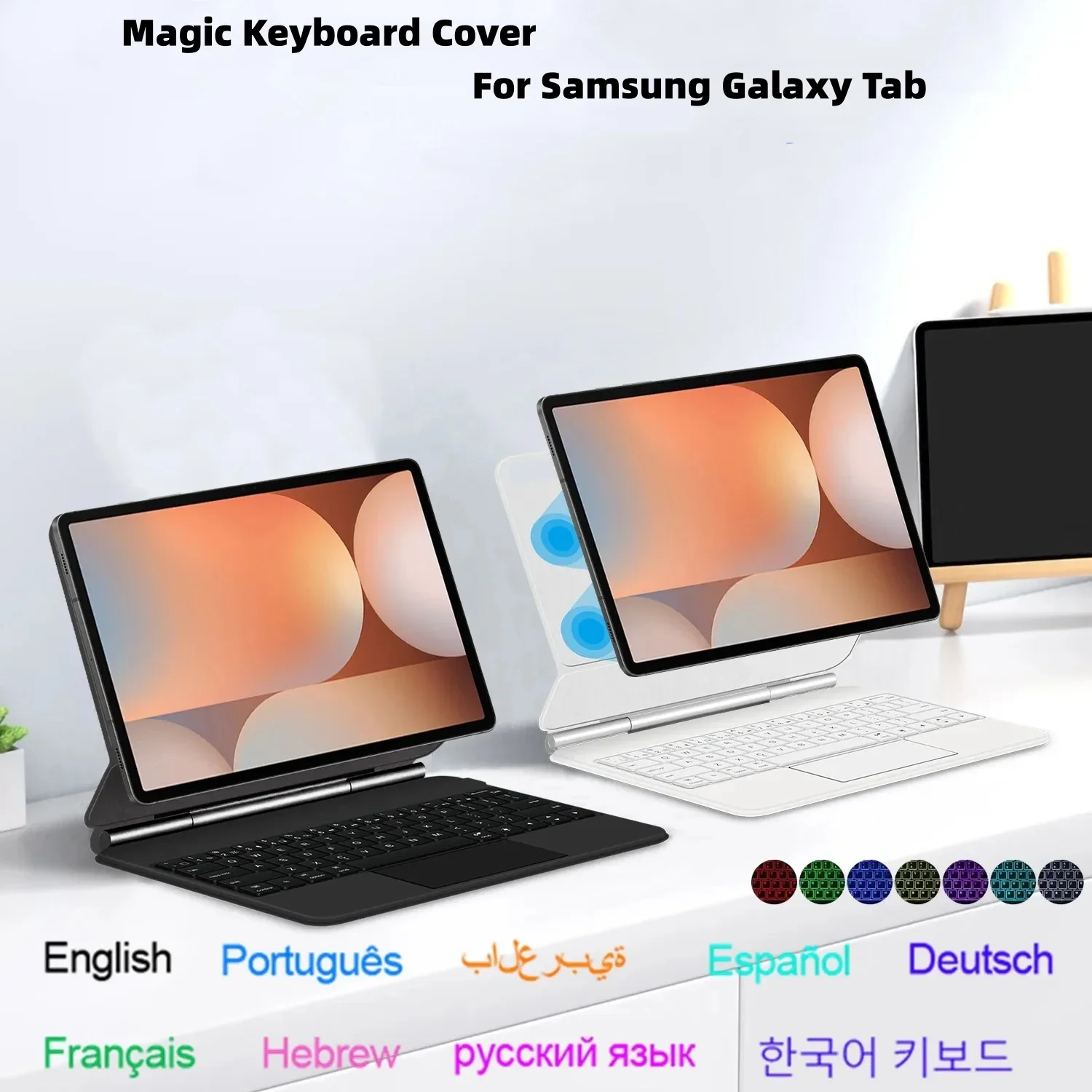 Magic Keyboard Case For Samsung Galaxy Tab S10+ S10 Plus 2024 S9 S8 S7 FE Plus Tablet Magnetic Case Smart Keyboard Cover Folio