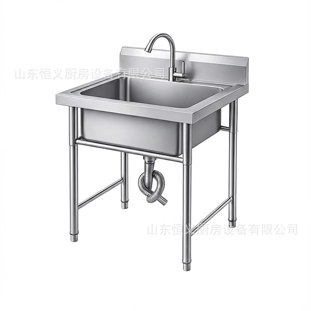 Commercial 304 Stainless Steel Sink Single Double Triple Bowl Kitchen Canteen Dishwashing Basin 180x70x80cm