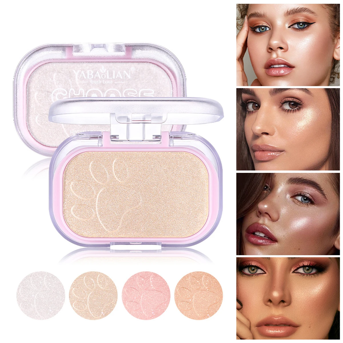 

Highlighter, contouring palette, four-color highlighter palette, metallic pearlescent glitter contouring palette