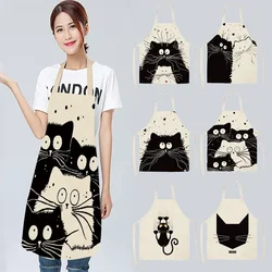 Kitchen Household Cooking Apron Cartoon Cat Printed Oil-Proof Waterproof Adult Coffee Overalls Apron Kitchen Accessories