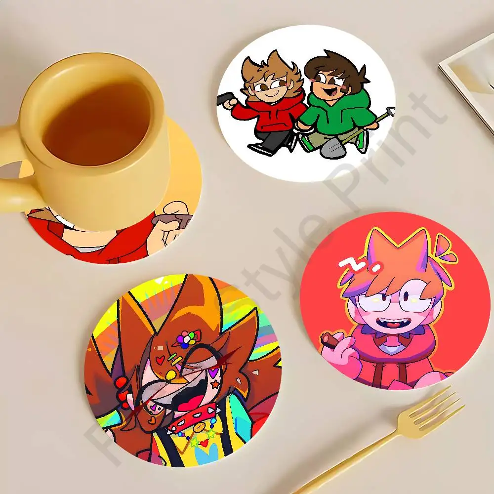 

Web Drama E-Eddsworlds-S Wooden Coasters 10cm Round Cosplay Fans Collect Friends Gifts