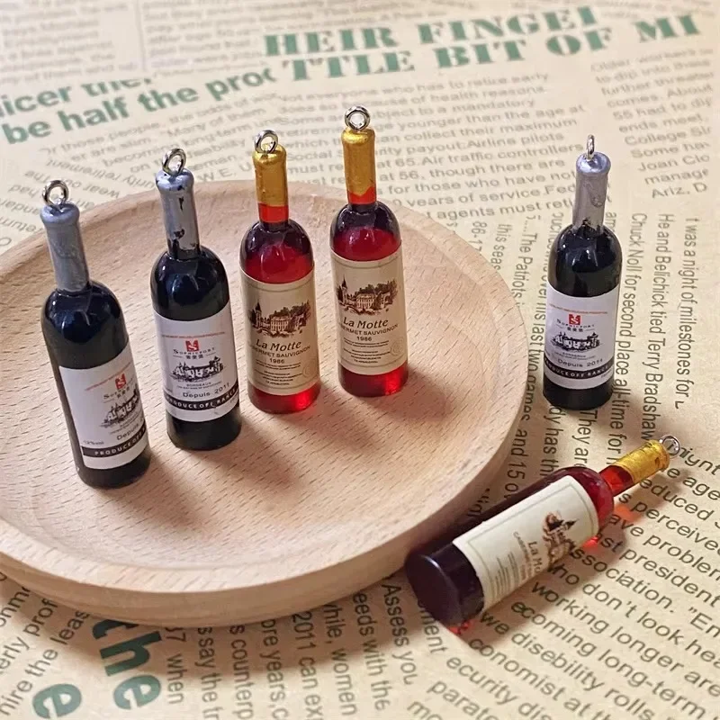 10pcs Resin Mini Wine Bottle Charms Tiny Liquor Bottle Pendants DIY for Keychain Earring Jewelry Making