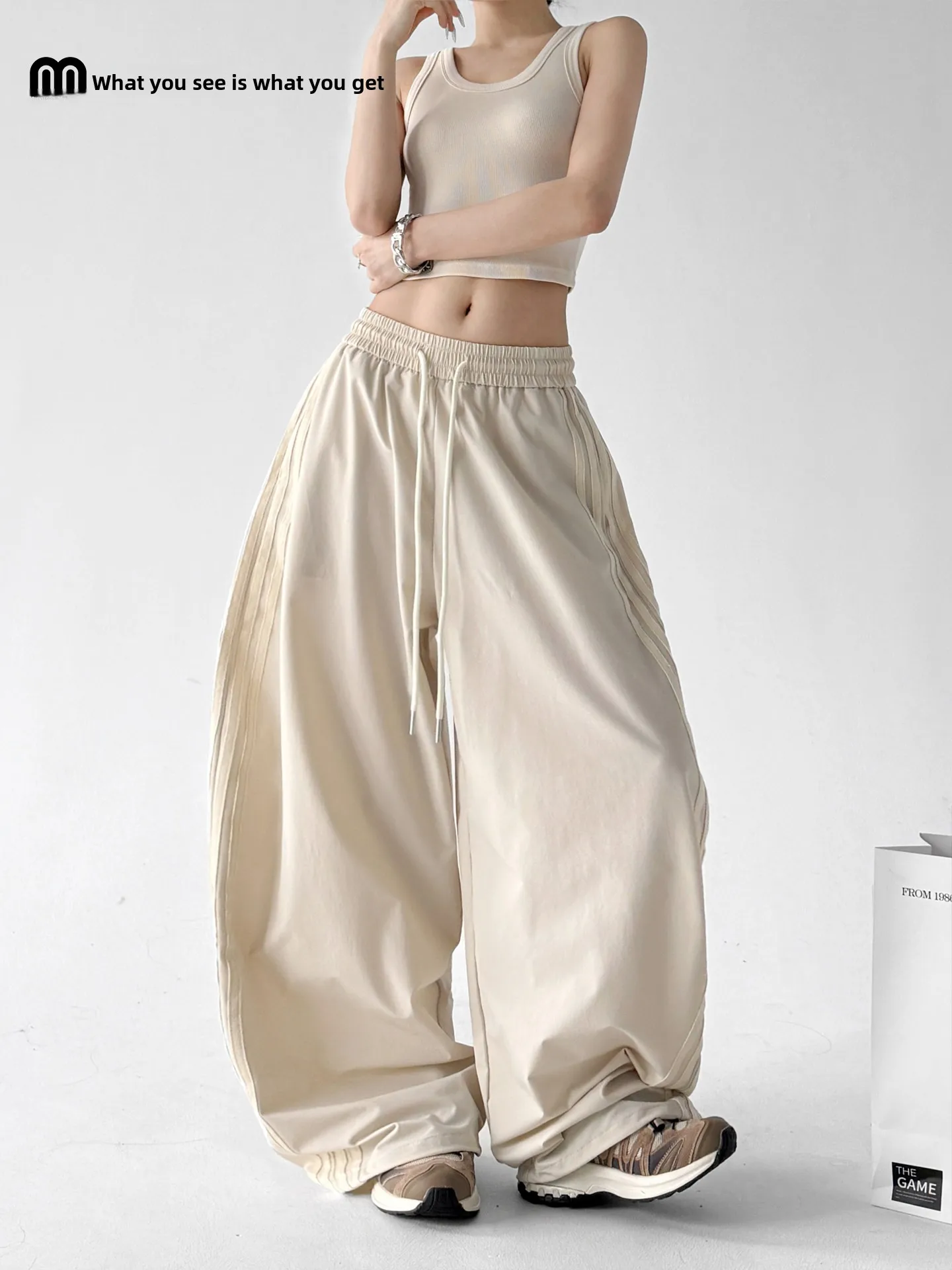 Laid-back Wide Leg Pants Women's Loose Sports Travel Casual High Waist Commute Style Nylon Spandex Blend Quick Dry Summer 2026