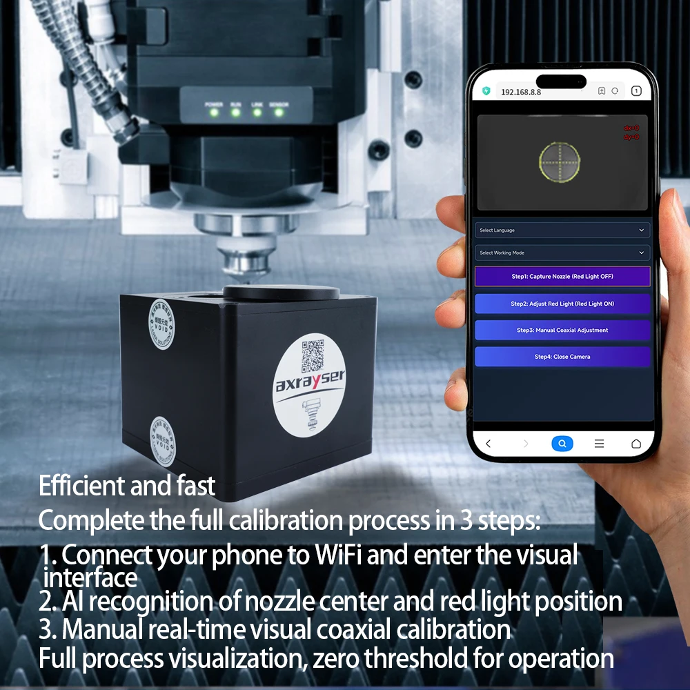 Axrayser Nozzle Visual Aligner Smart Laser Cutting Calibration Tool AI Vision High Precision Portable Manual Center Device