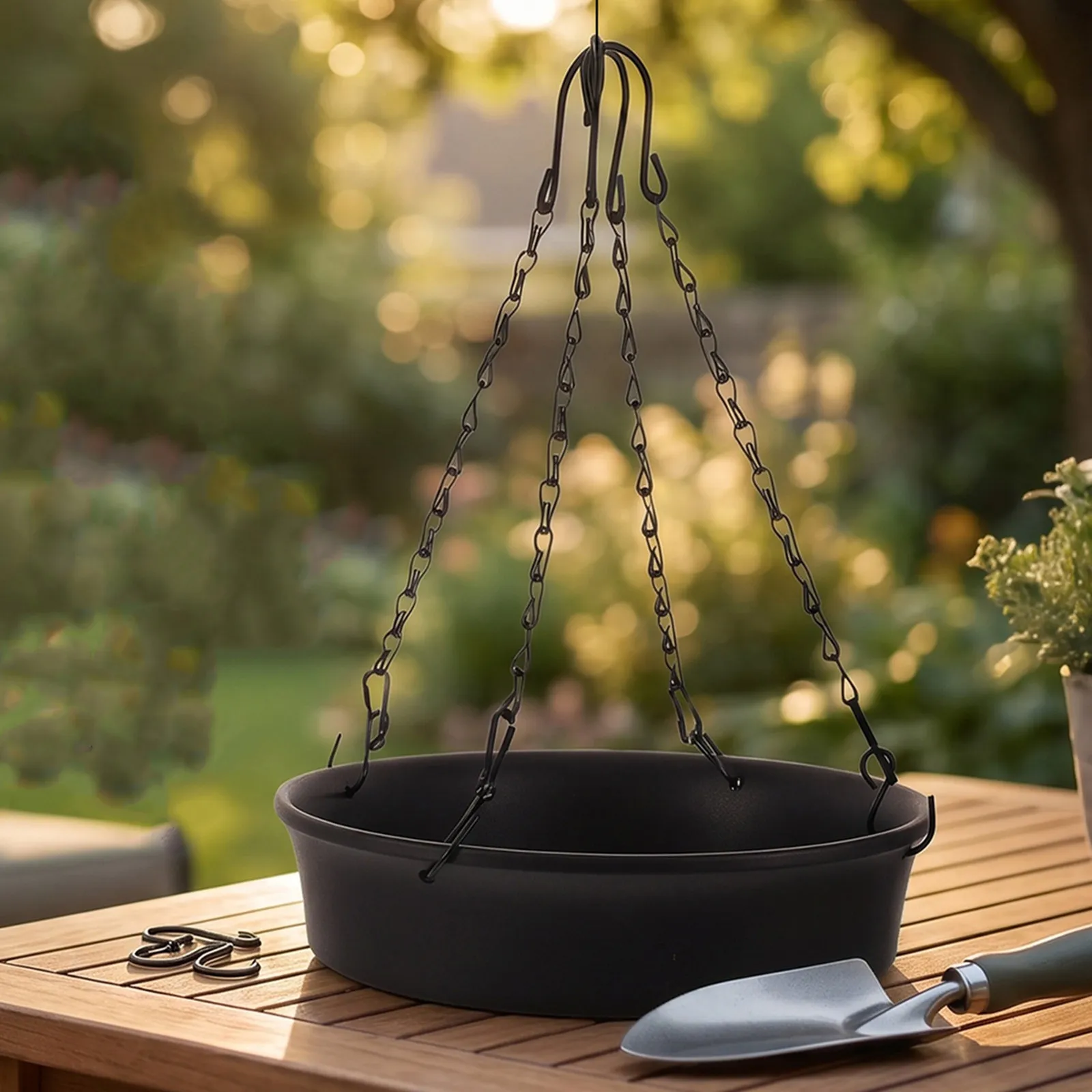 Large Adjustable Plant Riser Pot Insert 12-18 Inch Height Adjustable Round Tapered Planter Hook Chain Filler Indoor