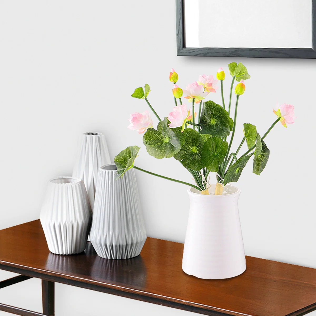 

2Pcs Artificial Lotus Flower Branches Mini Silk Flowers Home Office Decor Desk Arrangement Gift Artificial Lotus,lotus Flower