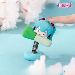 Hatsune Miku High-Pretty Anime Cartoon Peripheral Cute Squinting Soft Glue Miku Car Desktop Ornaments Men and Women Decorations