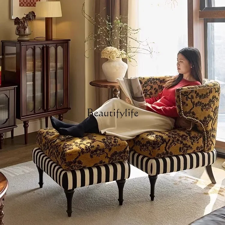 

FG40-*Hug chair medieval living room solid wood lazy sofa chair recliner bedroom living room single French back chair