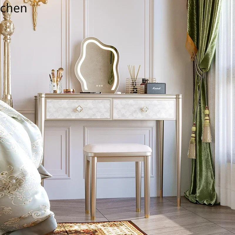 c2 Light Luxury Solid Wood Dressing Table Modern Minimalist Storage Cabinet High-end Light Luxury Shell Makeup Table