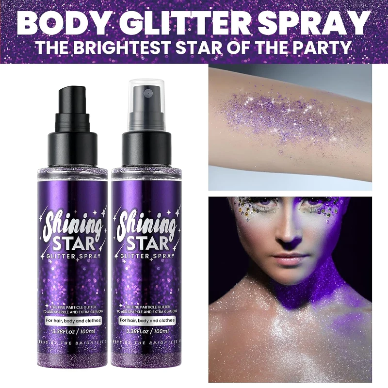 Shining Star Glitter Spray For Hair Body Festival Adornment Craft 100Ml Ladies Makeup Stage Party Glitter Spray Hair Accessories