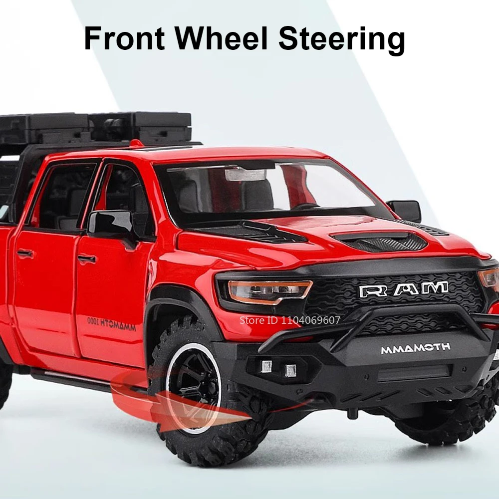 1:32 マンモスピックアップおもちゃの車モデル合金ダイキャストドアオープンサウンドライトプルバックトラック車両モデル男の子キッズギフト用