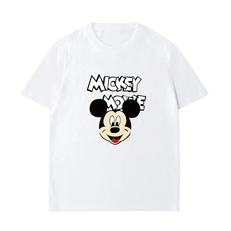 Disney mickey mouse animado impresso camiseta casal usar masculino e feminino mesmo casual esportes de manga curta família wear
