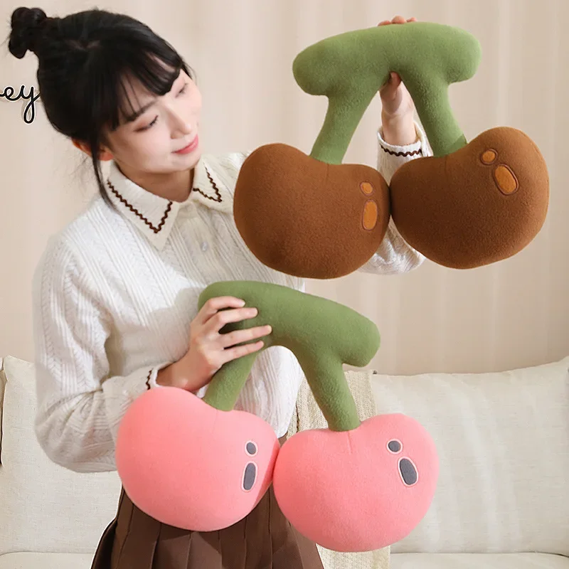 3Colour kawaii Simualtion Cherry Plush Toy Cute Stuffed Plants Cherry Plushies Pillow Cushion Cute Soft Kids Toys Gift Decor