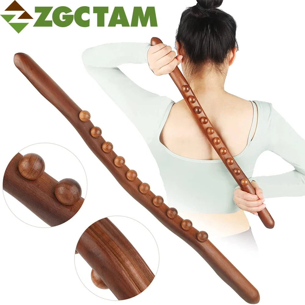 1Pcs Guasha Wood Stick Tools, Professional Wooden Therapy Scraping Lymphatic Drainage Gua Sha Massager, Handheld Massage Stick