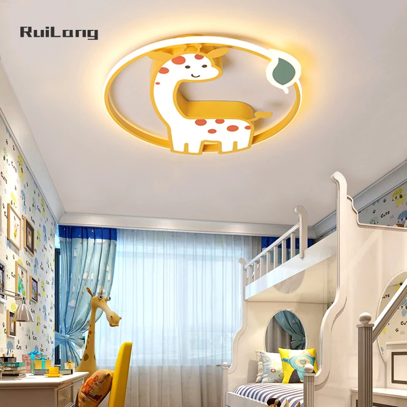 lampada de teto girafa kawaii para meninos e meninas candelabro dos desenhos animados brilho animal bonito luz de teto infantil luz do quarto do bebe 01