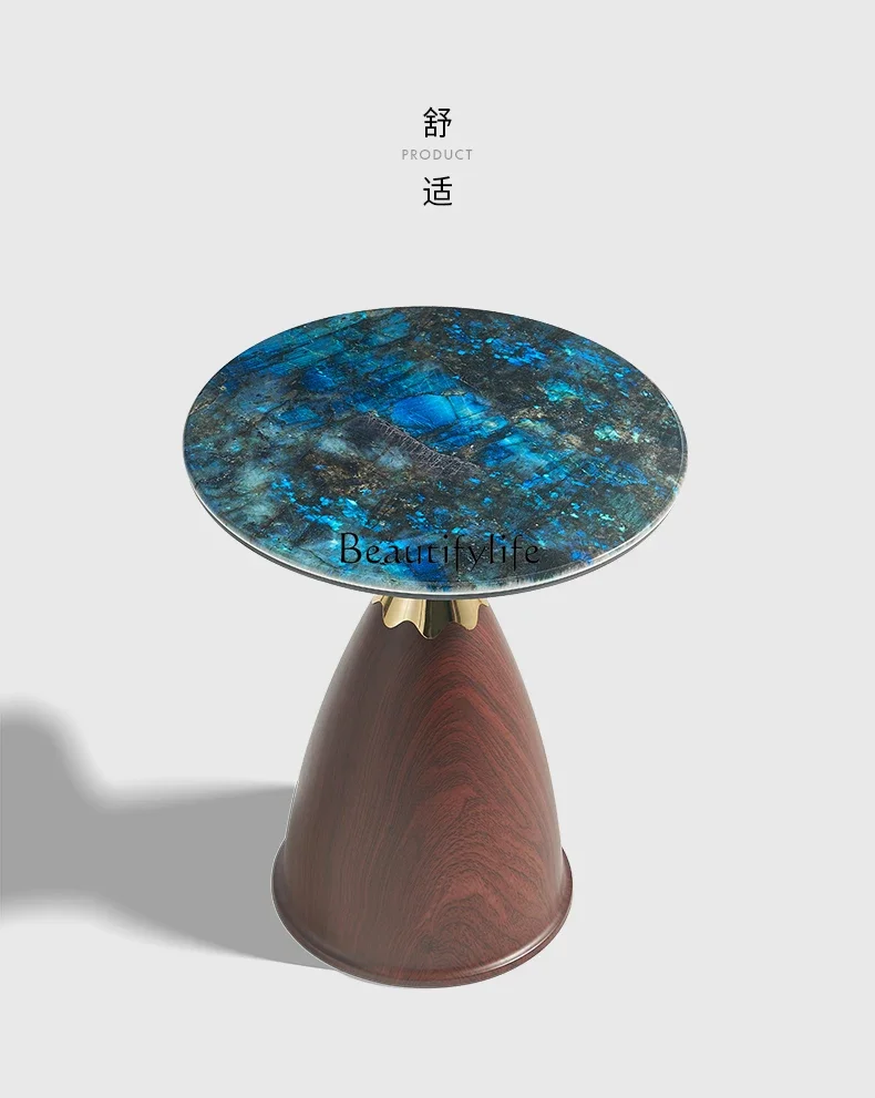

01 Modern simple small coffee table light luxury living room microcrystalline stone sofa side table
