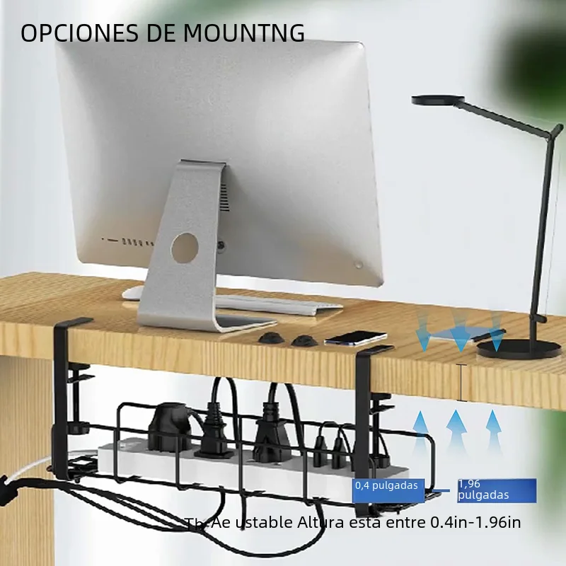 No Drill Cable Management Kit Adjustable & Removable Wire Organizer Under Desk with Ties for Office Home No Damage to Desk