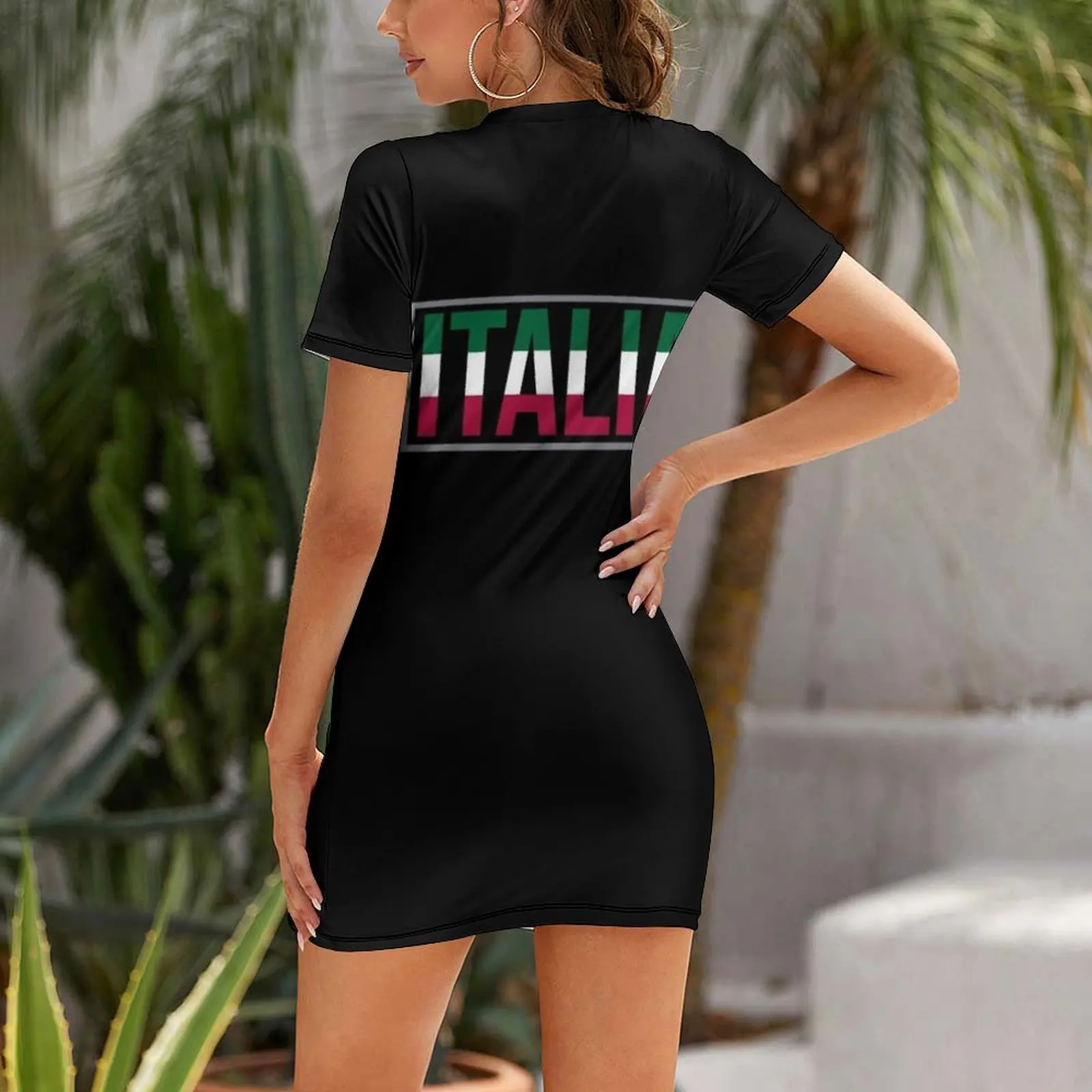 Italia Itália Azzurri Futbol (Futebol Nacional Italiano) Camiseta Vintage-Look Vestido de Manga Curta Vestidos Elegantes