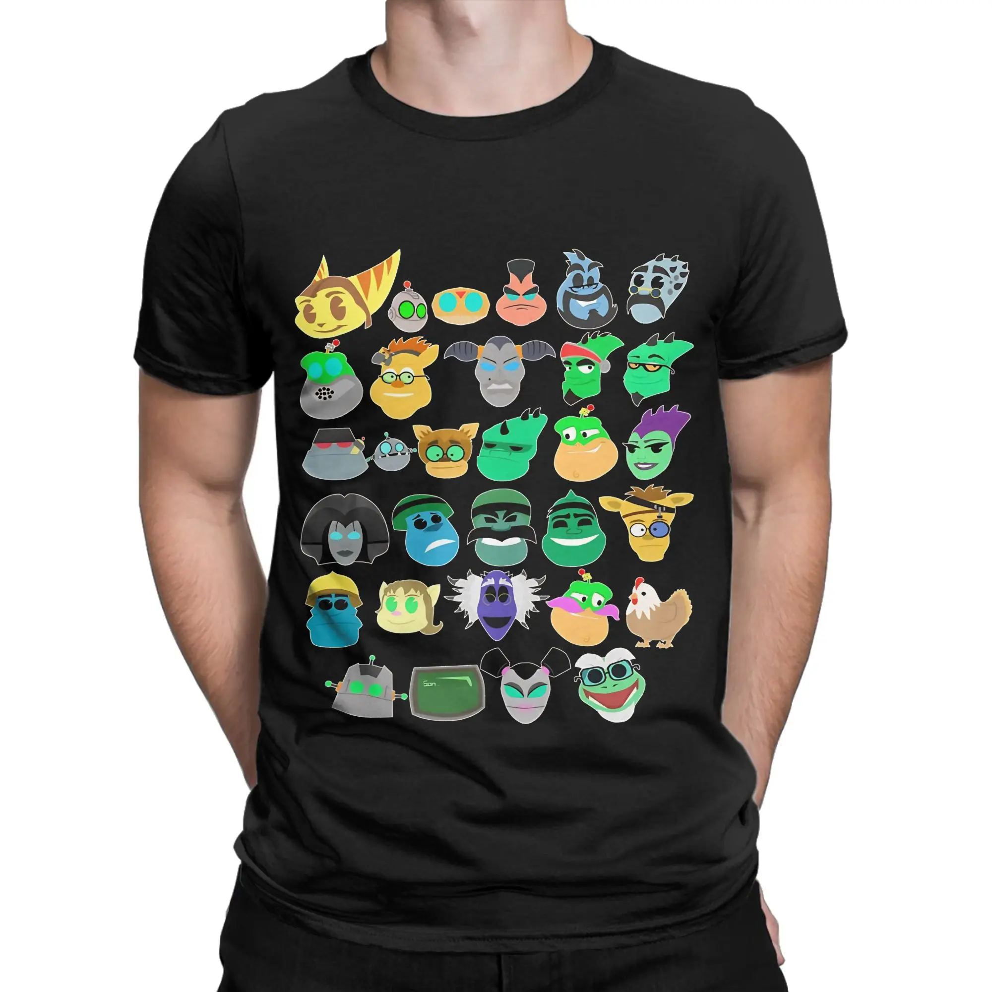 Cat Character  Classic Ratchet & Clank Novelty 100% Cotton T-Shirt Tops Tees For Men