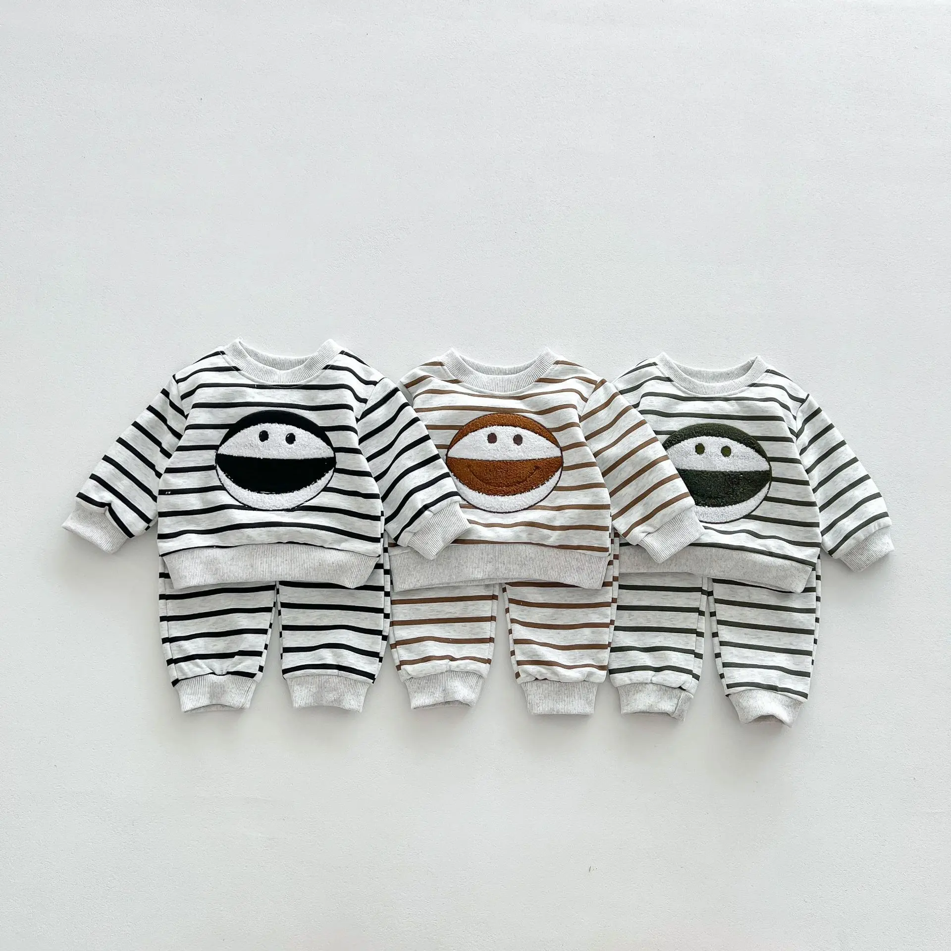 2023 Autumn New In Kids Baby Boys Full Sleeve Striped Cartoon Top Sweatshirts Harem Pants Toddler Infant Clothing Set 2pcs 0-3Y