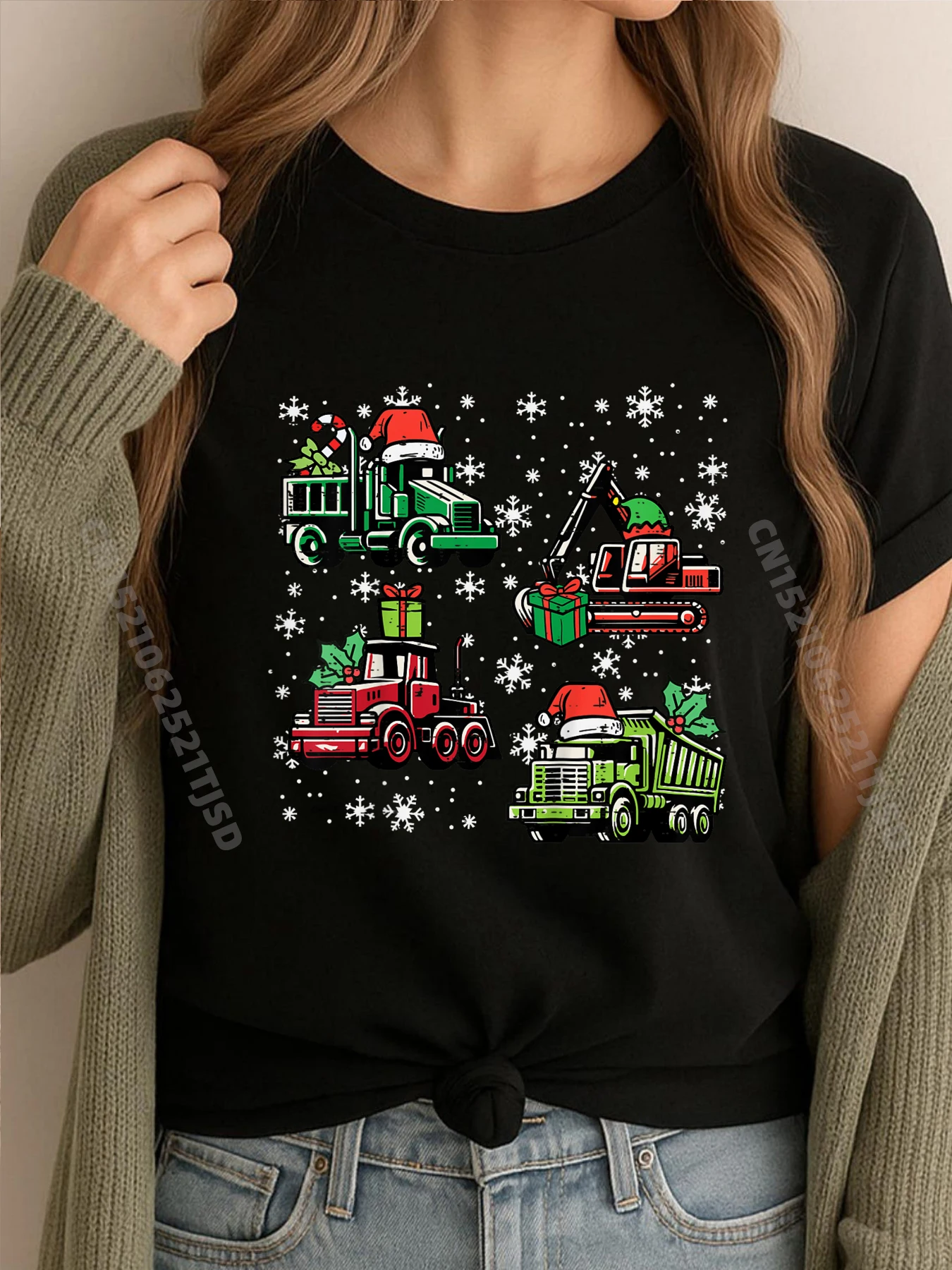 

Детские рождественские строительные грузовики, рождественские молодежные серые рубашки для малышей, футболки с рисунком