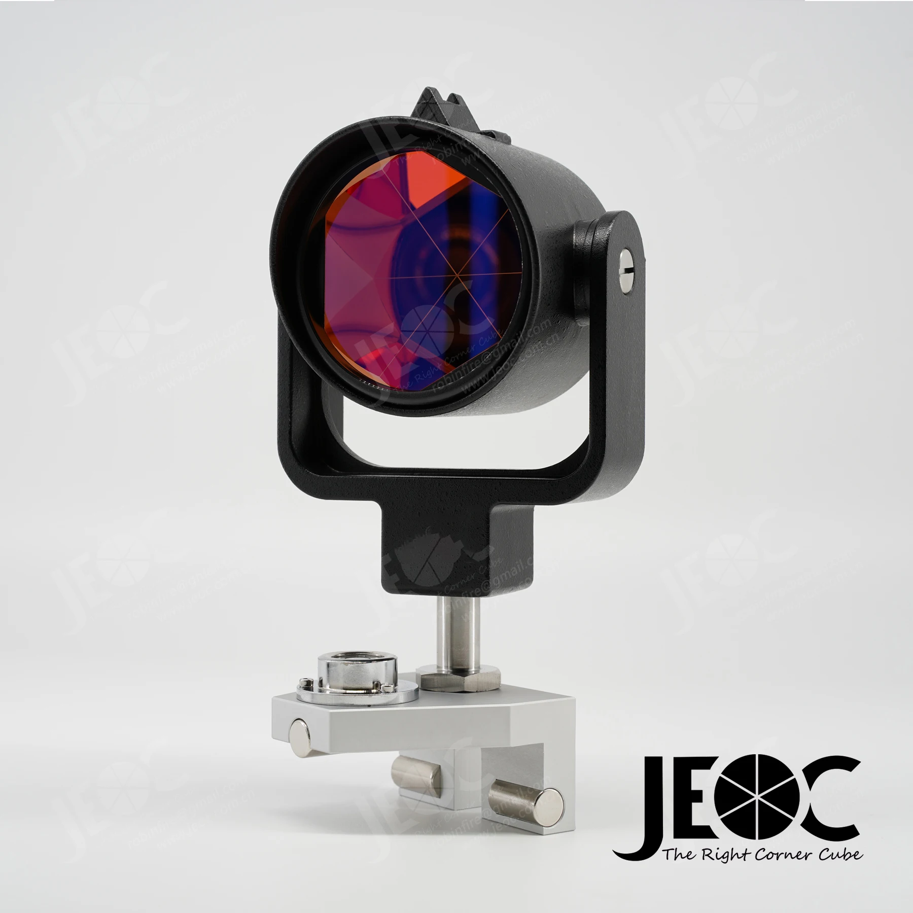 JEOC GPR121+Railshoe, Full Size Monitoring Prism and Magnetic Railway Mount Set for Leica Total Station