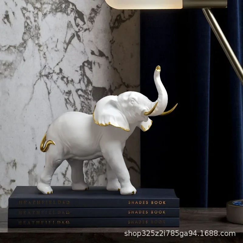 

Resin Elephant Figurines for Interior Fortune Lucky Ornament Home Collection Decoration Accessorie Living Room Object