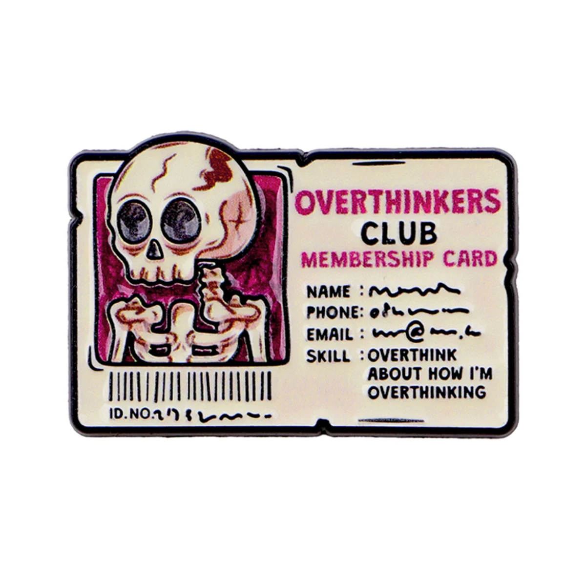 OVERTHINKERS CLUB Enamel Pin Lapel Pins for Backpacks Skeleton Brooches for Women Fashion Jewelry Accessories Friends Gift