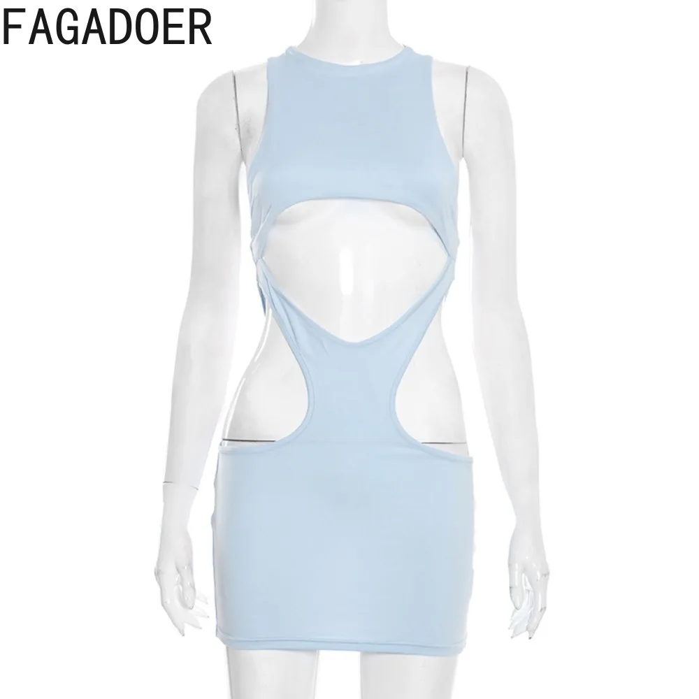 FAGADOER Sexy Mesh Hohl Patchwork 2-teiliges Set für Frau Outfits Einfarbig Kurzarm Crop Top und Rock Weibliche Streetwear