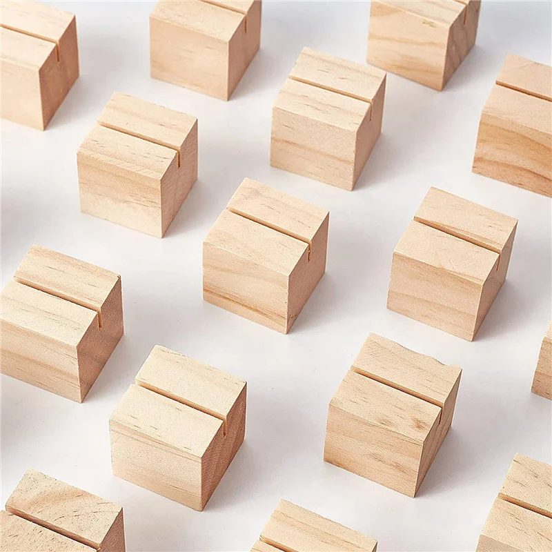 A01F-40Pcs حامل بطاقة الاسم الخشبية رقم الجدول الخشبي تقف حامل بطاقات مكان الخشب الصلب لعلامات الاسم والصور والبطاقات البريدية #4