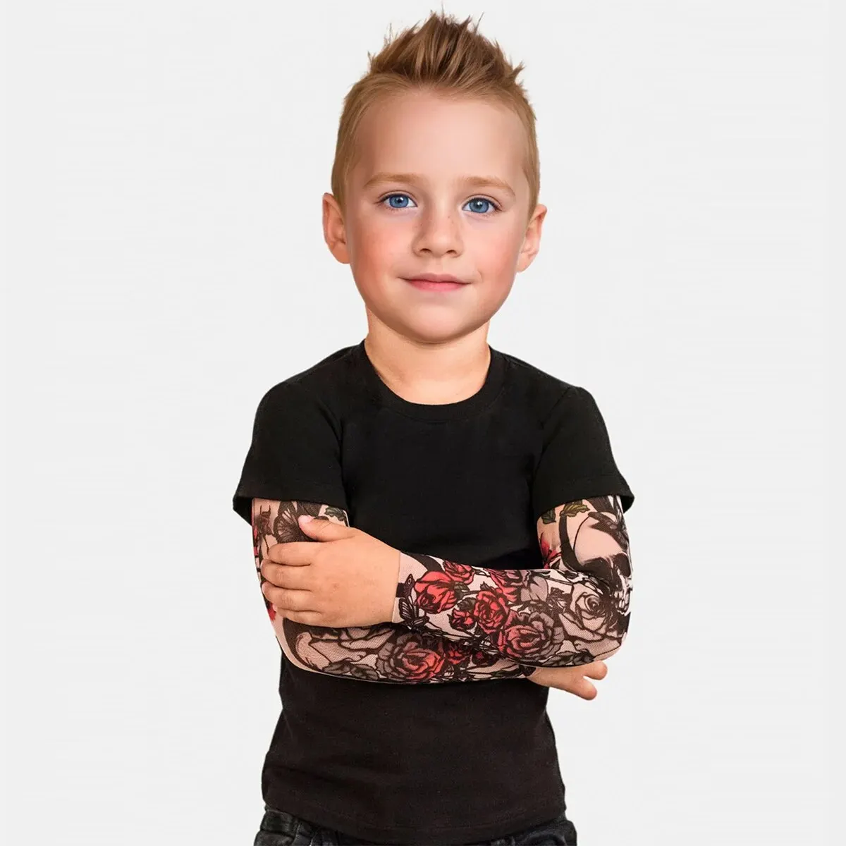 Summer Children's Clothing Boys T-Shirt Kids Fashionable Novelty Tattoo Sleeves Cotton Tops For Baby Boys 1 to 6 Years Old