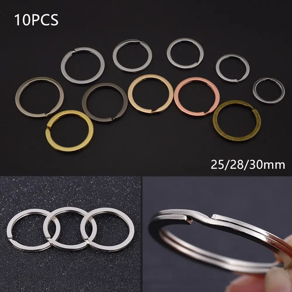 10pcs/lot 25mm 28mm 30mm Round Pocket Clasps Key Chain Split Key Ring Stainless Steel Carabiner