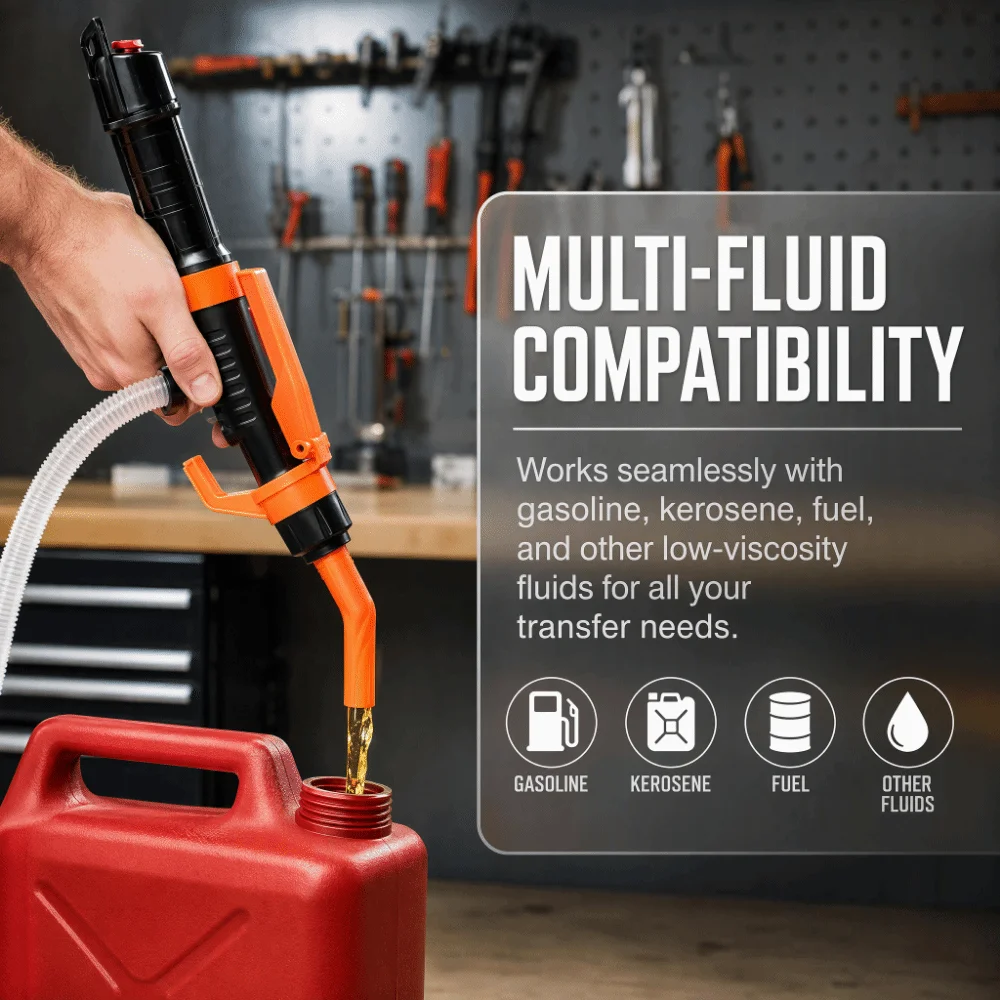 Flow Control Nozzle Electric Fuel Pump Heavy Duty Self-Priming Fuel Transfer Pump Universal Leak-Proof Battery Powered Fuel Pump