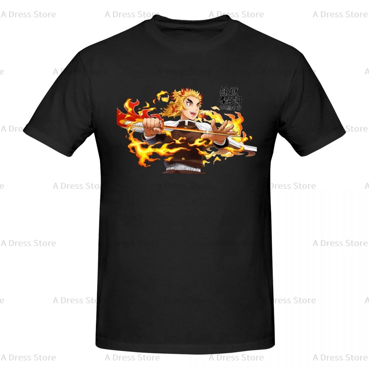 

Anime Rengoku Kyoujurou DEMON SLAYER Men's round neck T-shirt,Oversized print Tee Shirt,Casual Large Size Tshirt