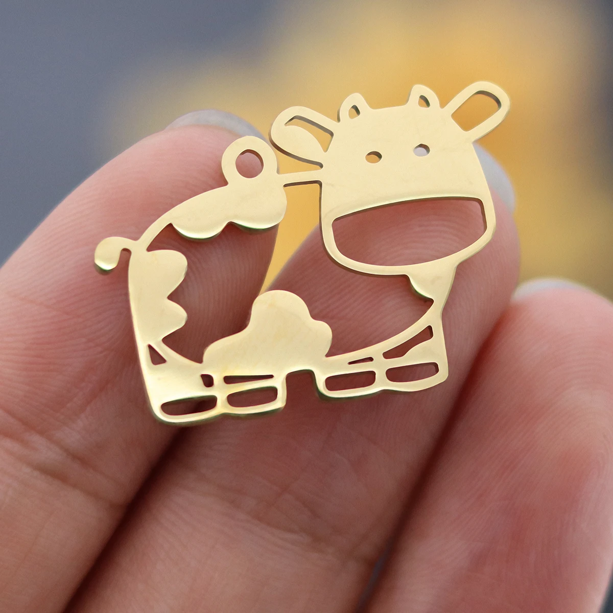 

3pcs/lot Stainless Steel Cute Animal Cow Charm For Making DIY Jewelry Pendant Necklace Earrings Women Crafts