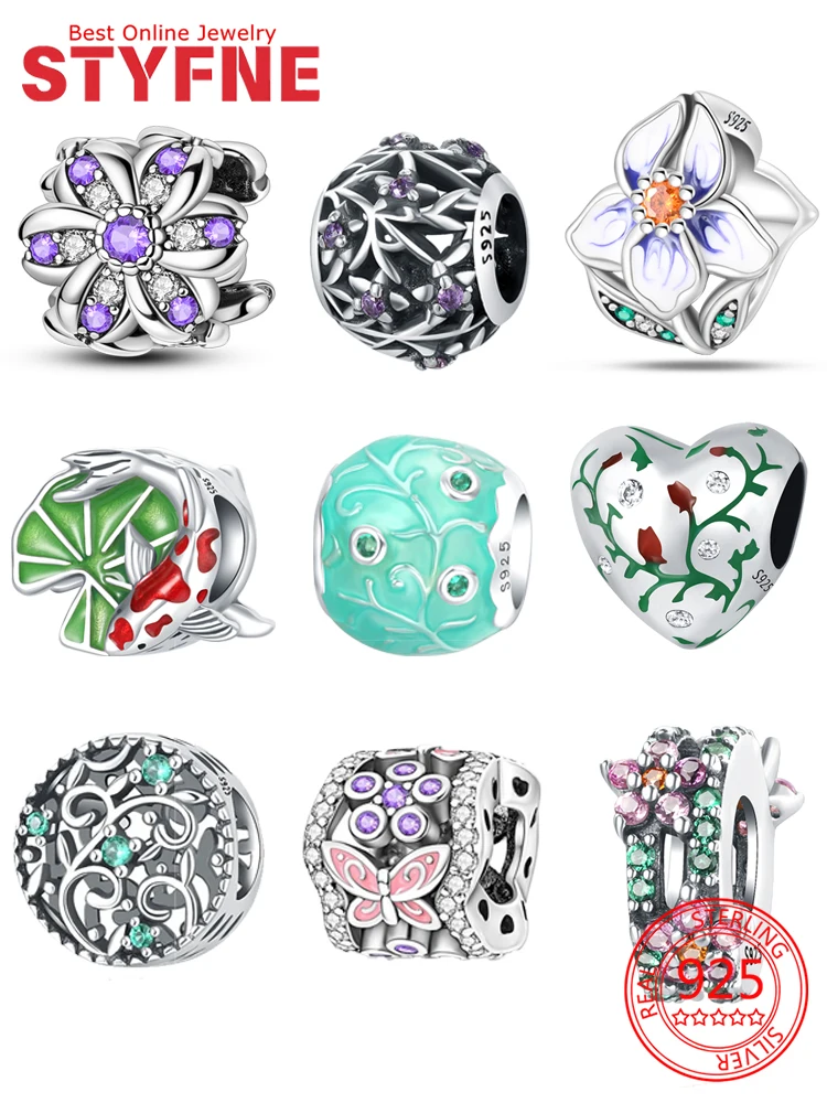 

charms silver 925 Hearts flower Beads Fit Bracelet Necklace Accessories Bead Jewelry Making Fine Jewelry Gift