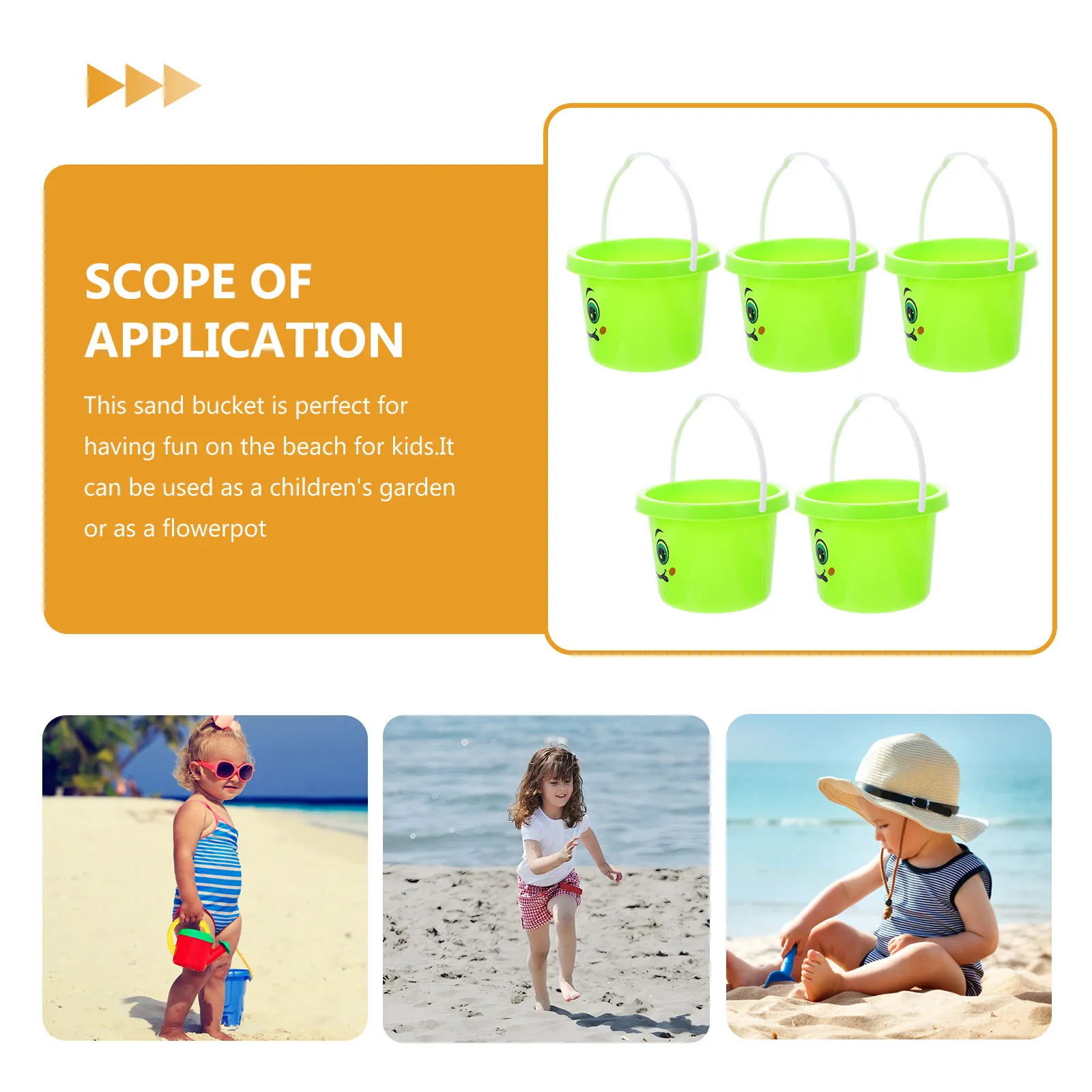 5Pcs Sand Buckets for Kids Beach Outdoor Play Set High Strength PP Material Comfortable Handle Safe Rounded Edges Creativity