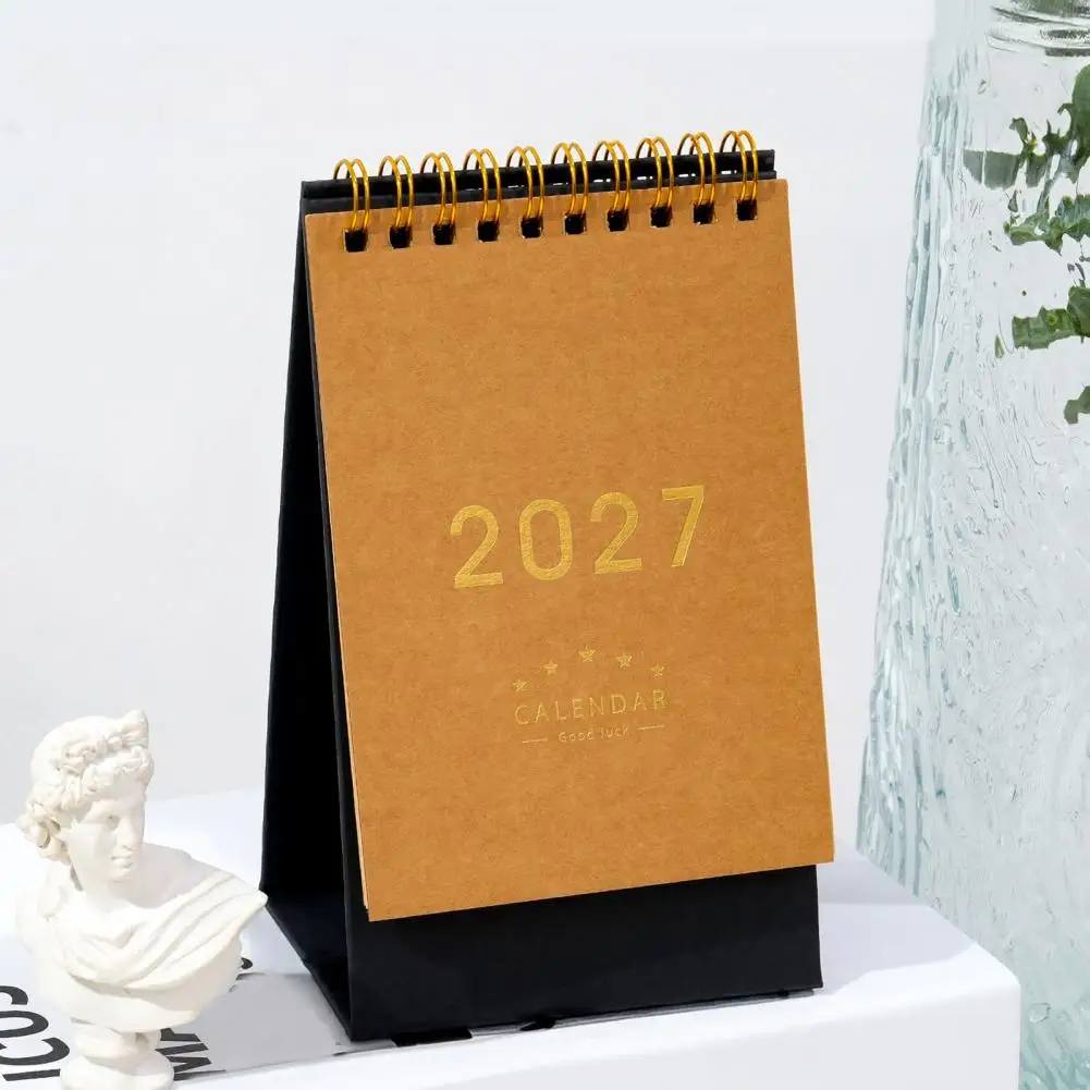 Professional Appointment Calendar 2027 Desk Calendar Flip Stand Minimalist Gold Foil Monthly Planner for Office for Planning
