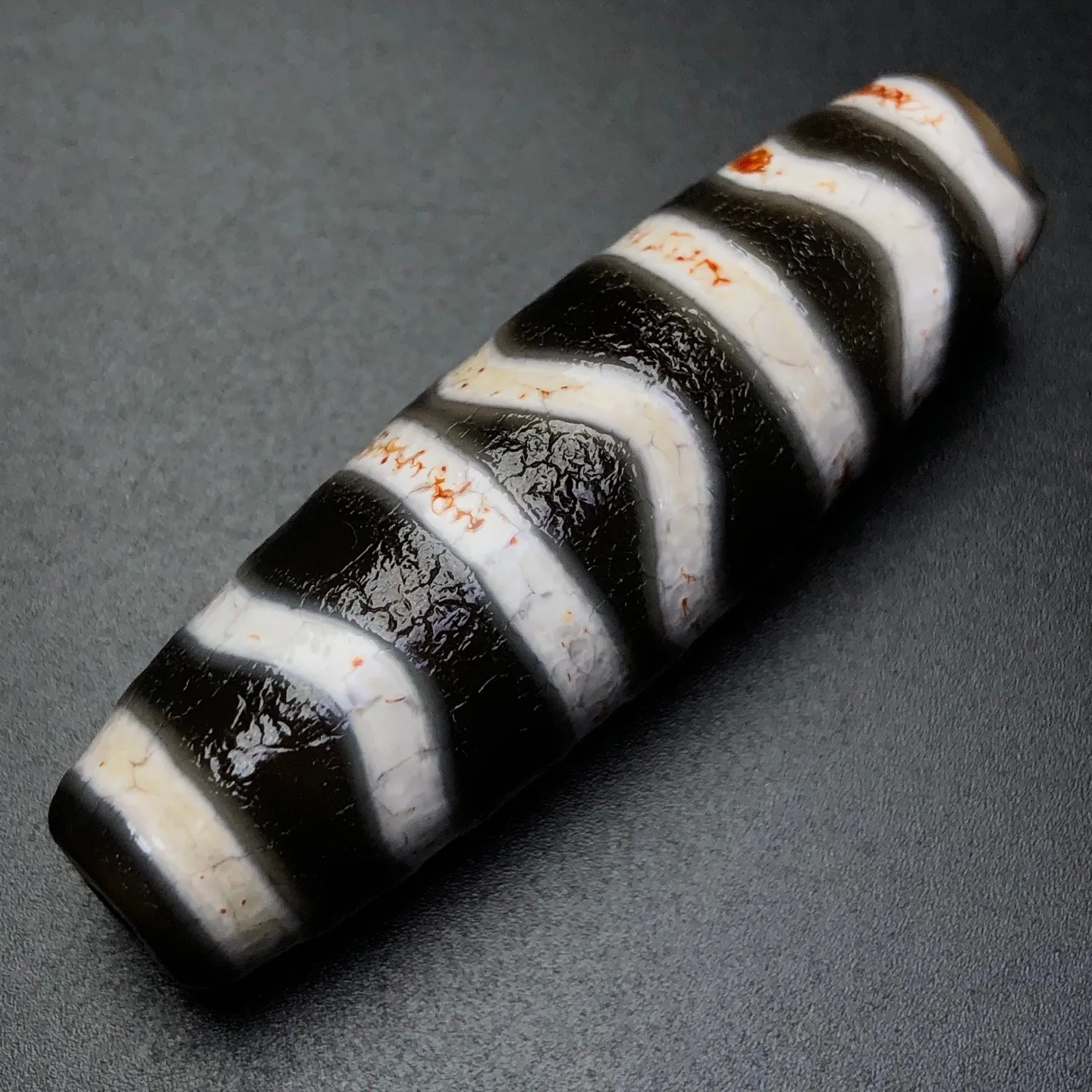 Rare Tibetan Buddhism Agate Water wave Dzi Bead Amulet Necklace Pendant Z1965