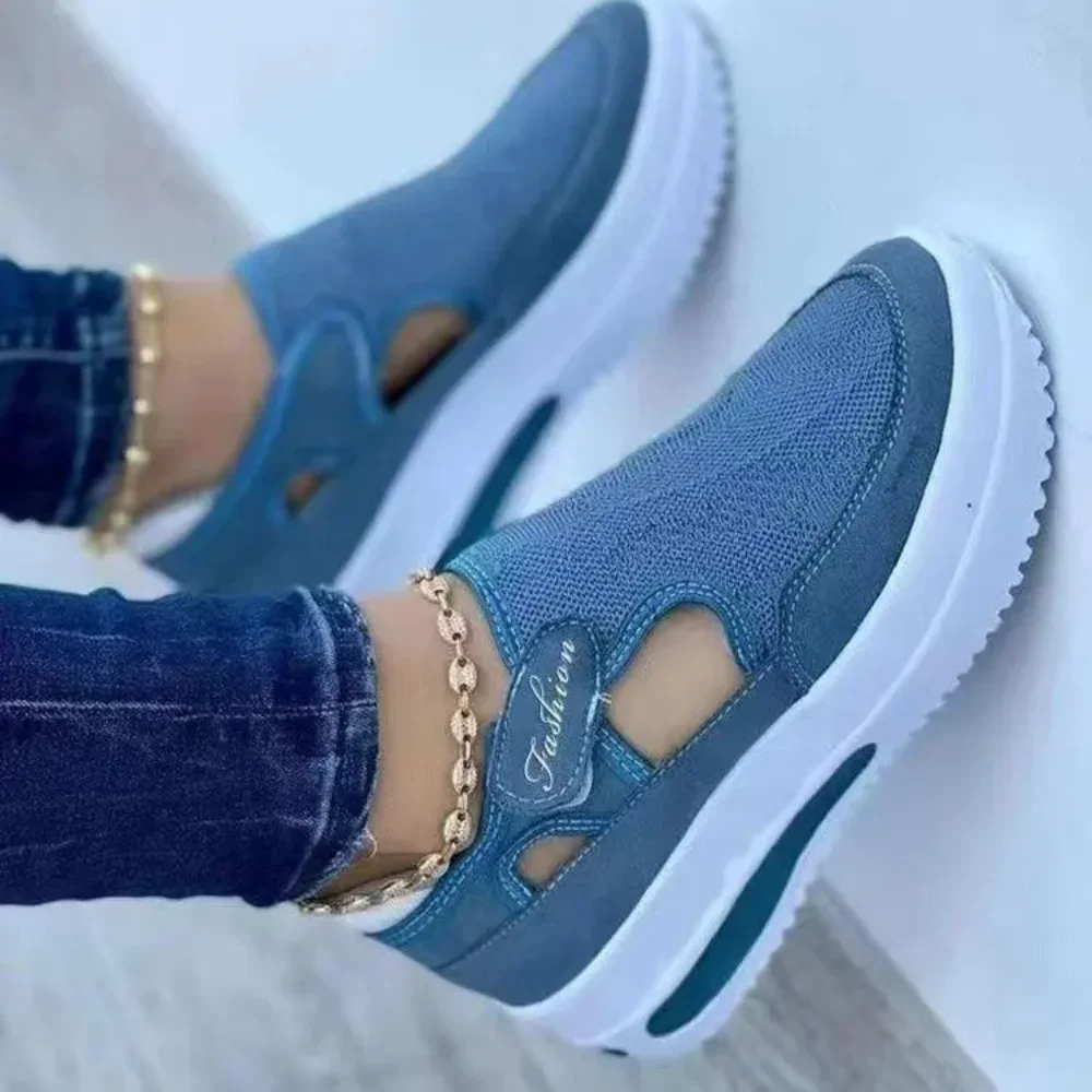 2024 Summer New Breathable Mesh Wedge Casual Sport Shoes Plus Size 43 Non Slip Woman Vulcanize Shoes Platform Women Sneakers image 6