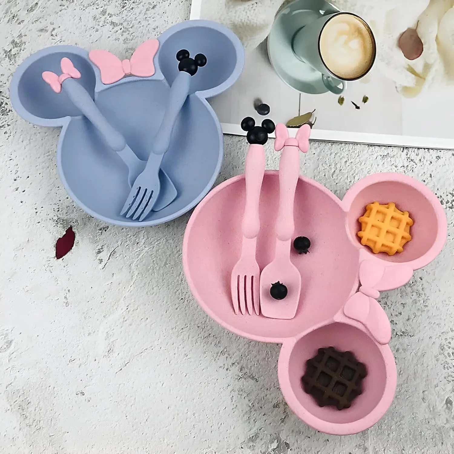 Kindergeschirr, Kindergeschirr-Set, 3-teilig, Kunststoff, Löffel, Gabel, Kinder, Kleinkind, Teller, Schüssel, Geschirr, Teller-Set – Detail 4