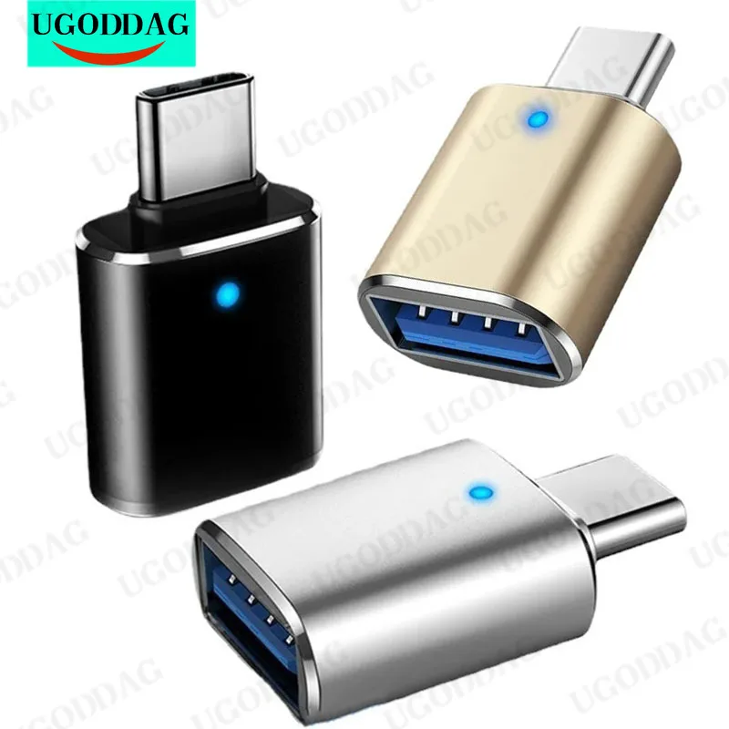 LED Display USB 3.0 to Type C Male Adapter USB A to USBC Connector OTG Type C Car Charging Adapter for MacBook Mobile Phone