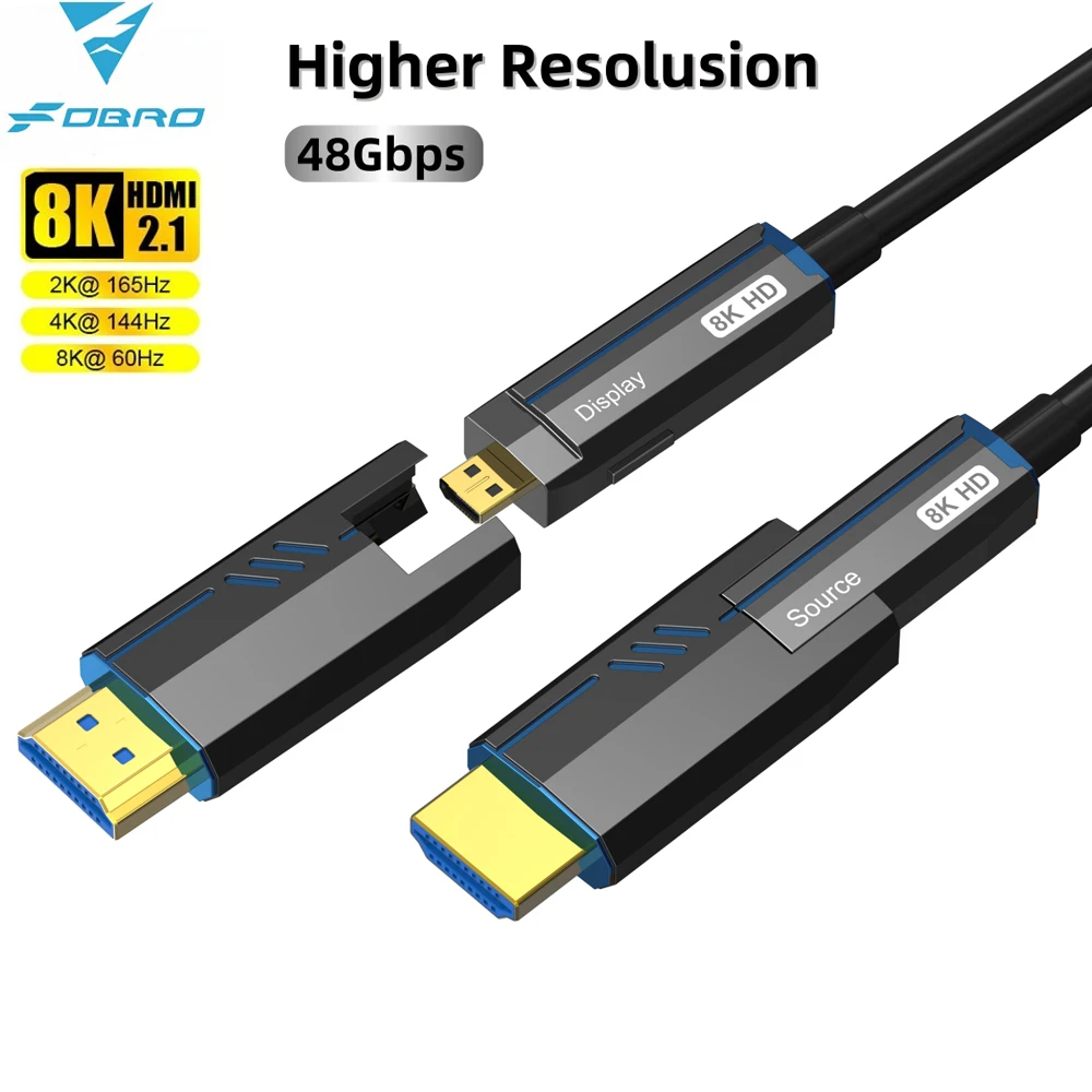 FDBRO 8K HDMI Cables 2.1 48Gbps Ultra High Speed Cords(8K@60Hz 4K@144Hz) Compatible for PS5/X-Box/Roku TV/HDTV/Blu-ray