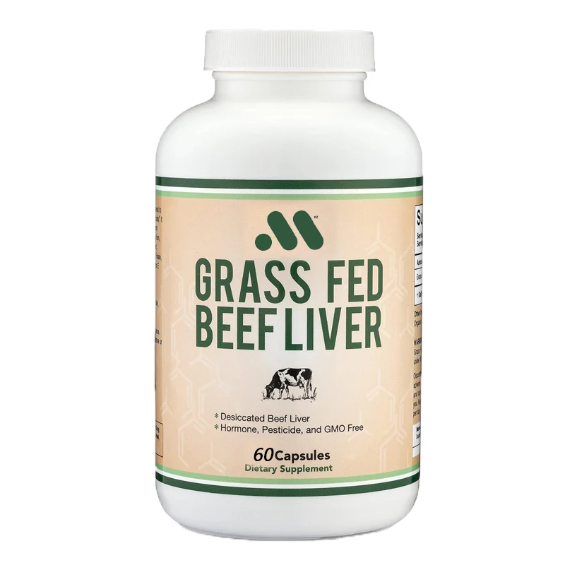 Dried Beef Liver 60 Capsules, each containing 1000 milligrams of grass feed, for digestion, immune health, energy, and health