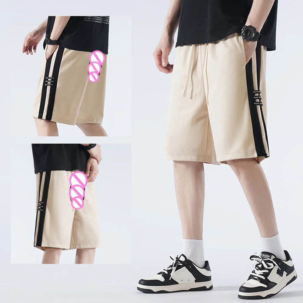 

Invisible Open Crotch Outdoor Sex Summer Trend Sweatpants Men's Shorts Streetwear Five Points Pants Casual Loose Teen Trousers